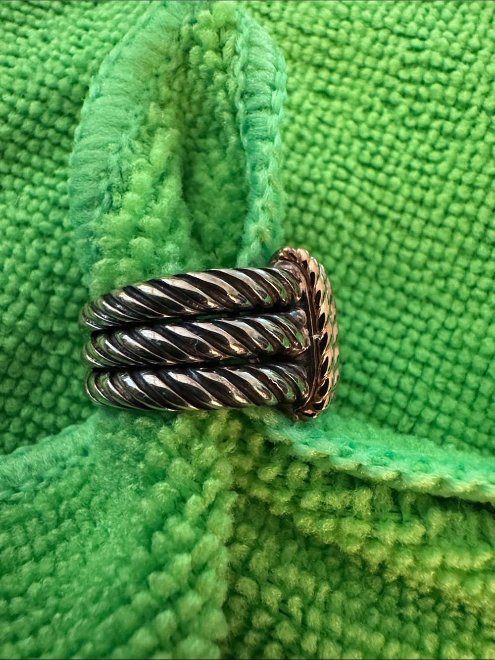 Textured Twisted Rope Stack Ring - Picture 4 of 4